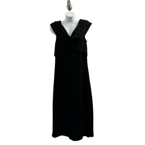 Michael Kors Black ribbed crossover collar stretch dress midi size XLarge